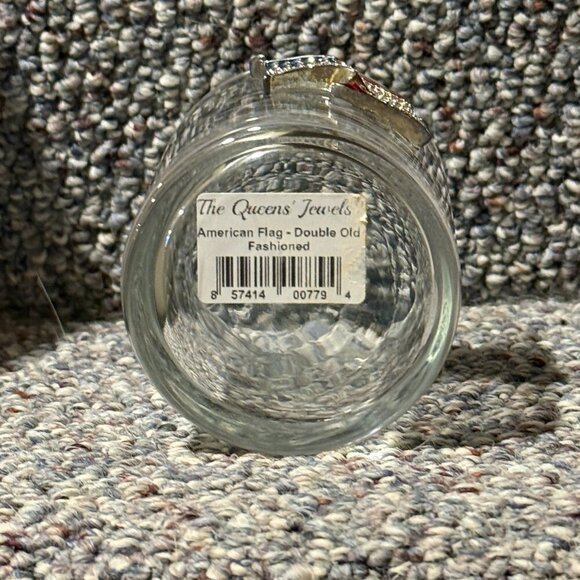 The Queen's Jewels American Flag Jeweled Double Old-Fashioned Glassware 14oz - Picture 5 of 7